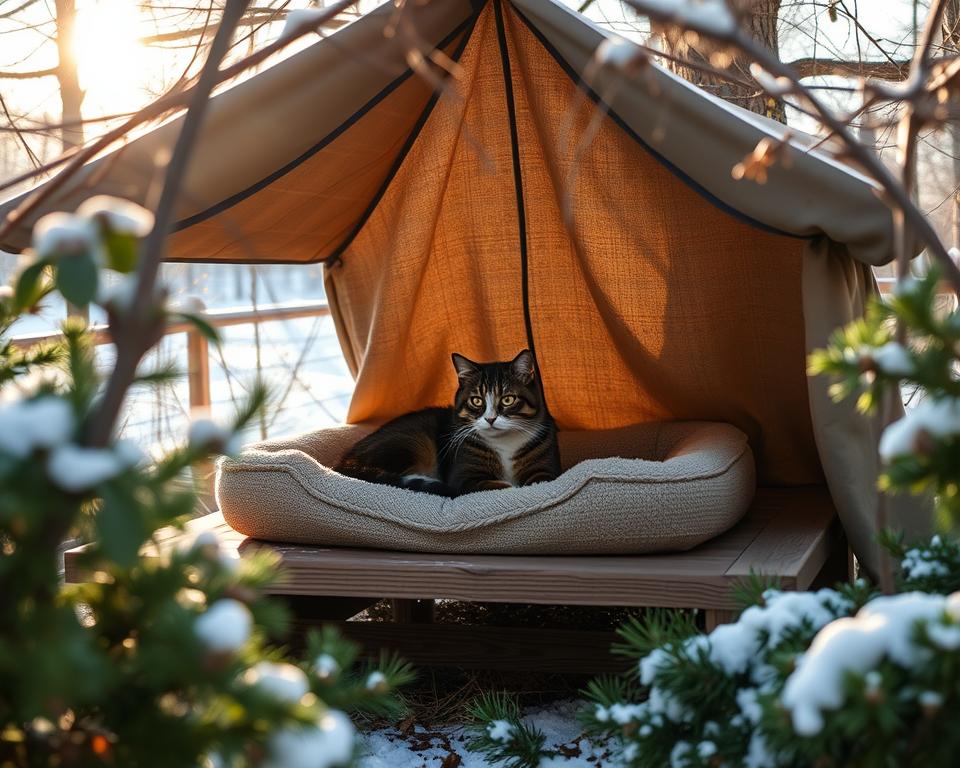 Locul-de-dormit-al-pisicii-afara-iarna Locul de dormit al pisicii afară iarna