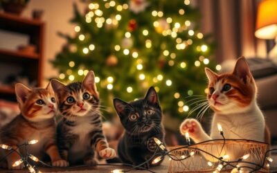 Pisicile și luminițele de Crăciun – distracție sau pericol?