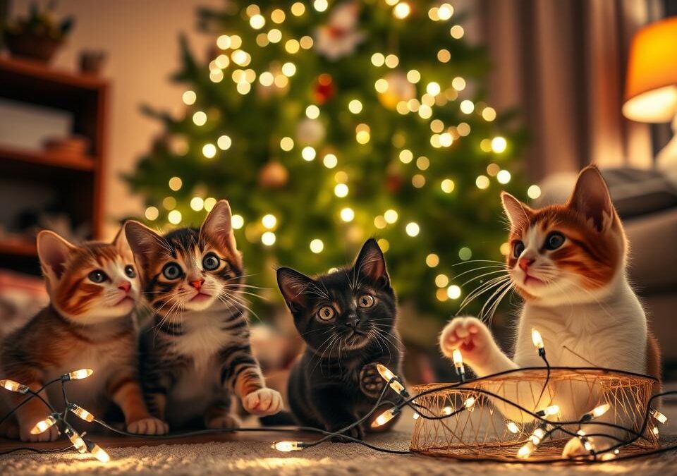 Pisicile și luminițele de Crăciun – distracție sau pericol?