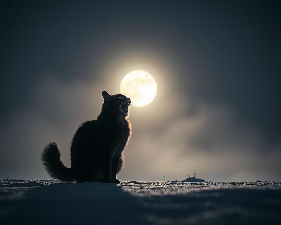 Mieunatul nocturn al pisicii iarna