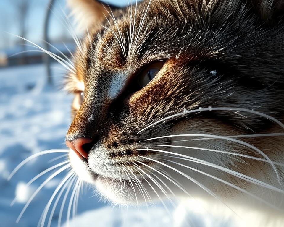 Mustața pisicii și frigul iarna