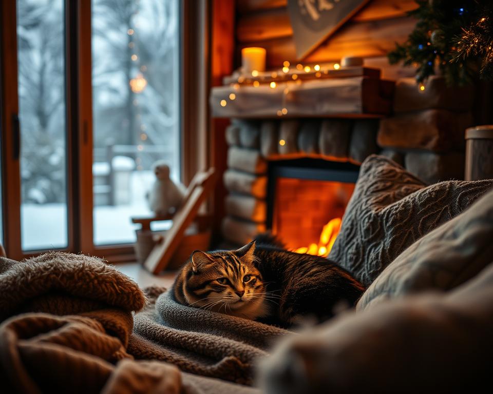 Parfumul locuinței cu pisică iarna