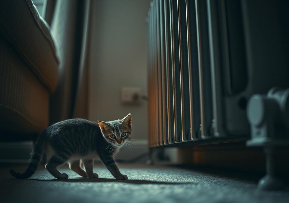 Pisica și pericolele caloriferului