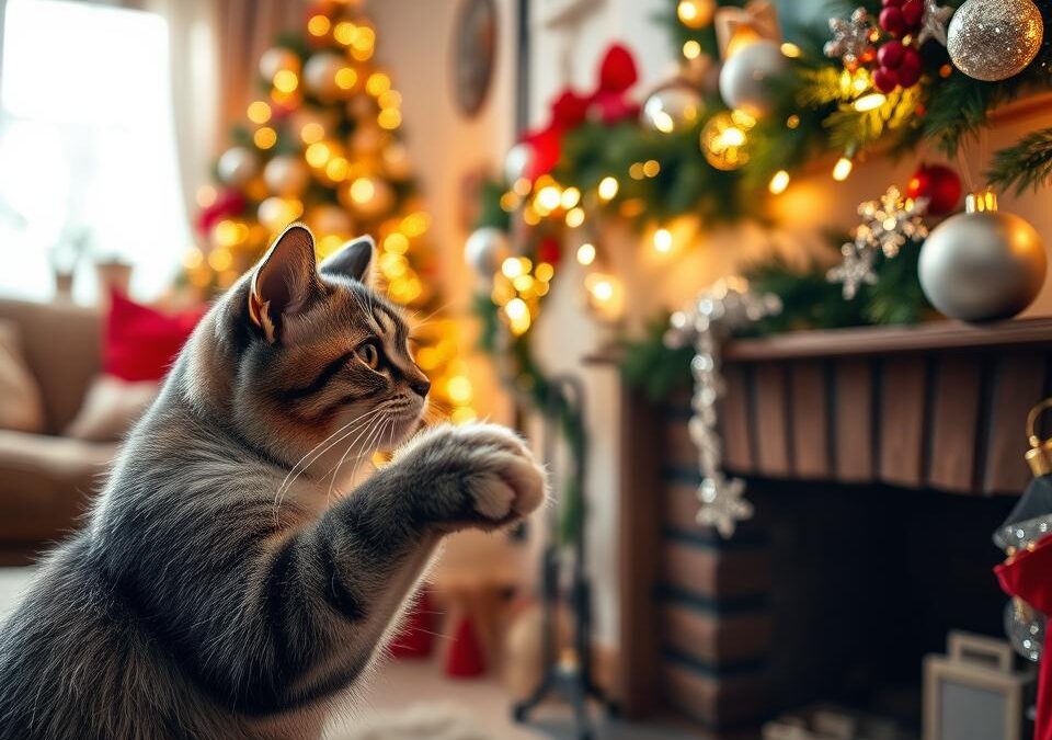 Pericolele de iarnă din decorațiunile de Crăciun pentru pisici