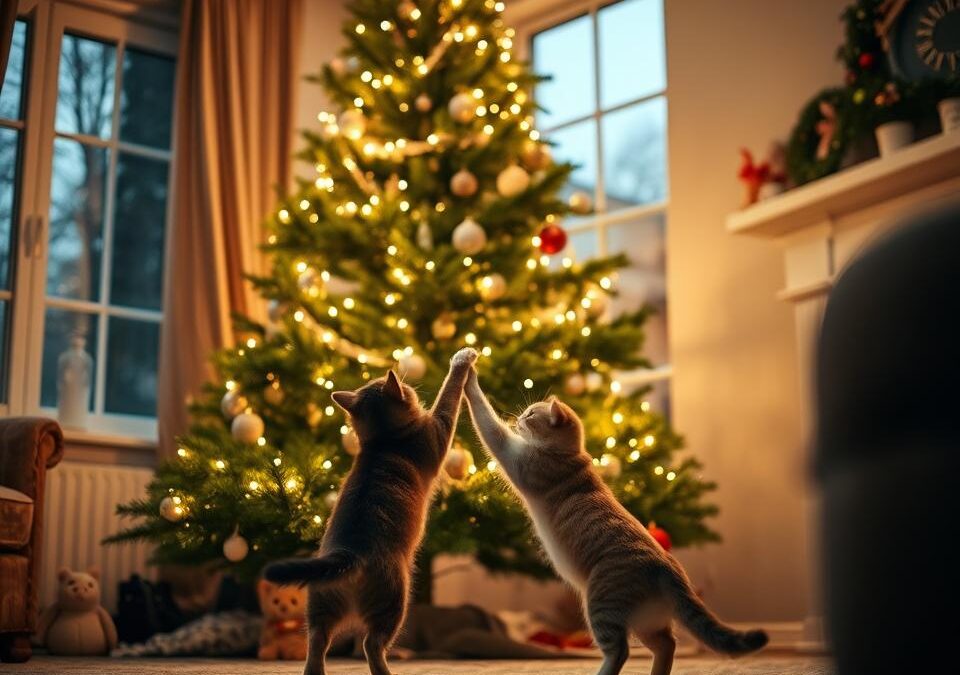 Pisica și bradul de Crăciun – sfaturi de siguranță