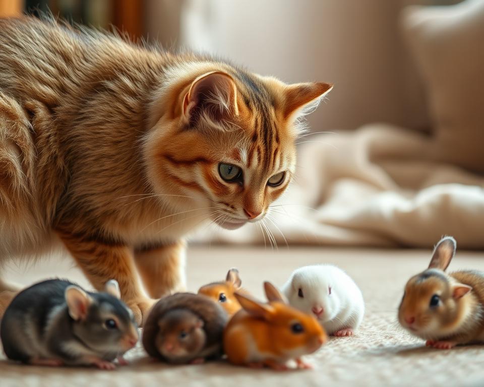 Pisicile și acomodarea cu animalele mici