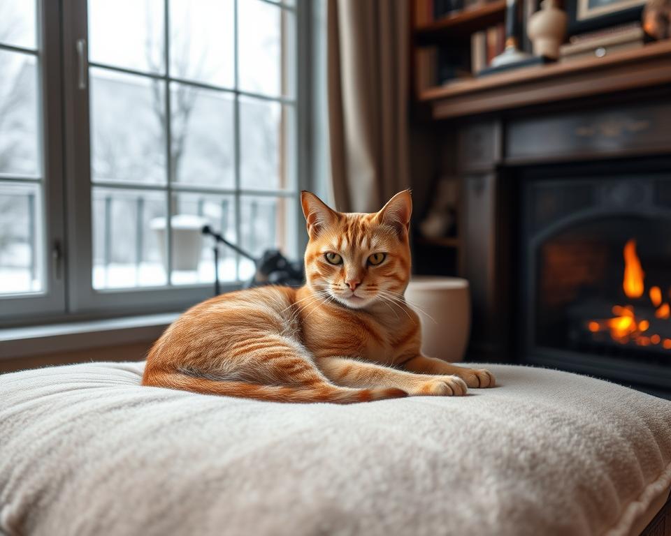 Rutina zilnică a pisicii iarna