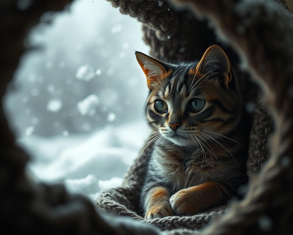 Teama pisicii de furtună iarna