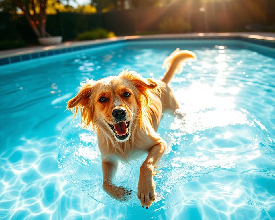 comportamentul câinelui la piscină