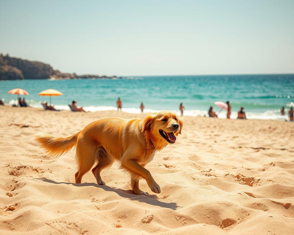 plajă de vară cu câinele