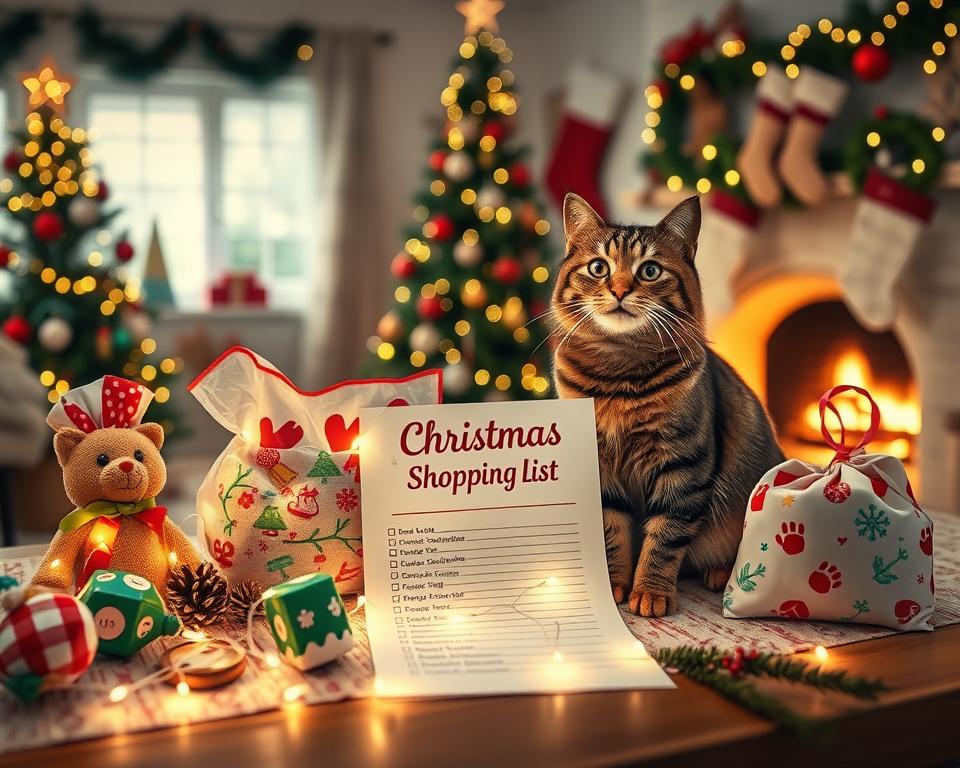 cumpărături de Crăciun pentru pisică