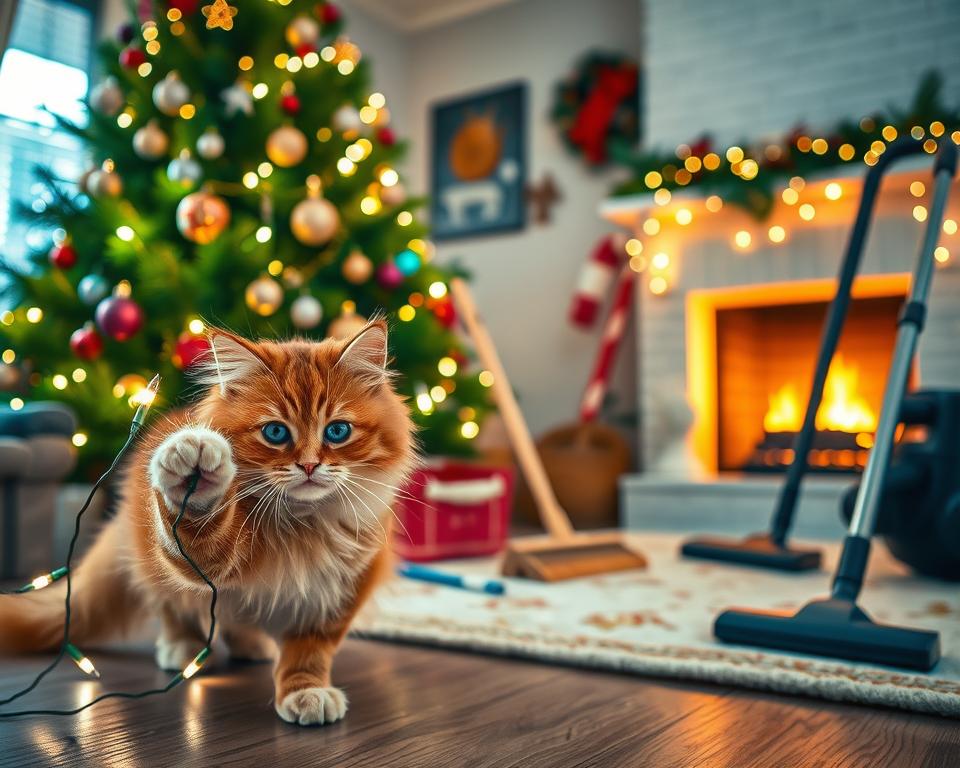 curățenie înainte de sărbători și pisica