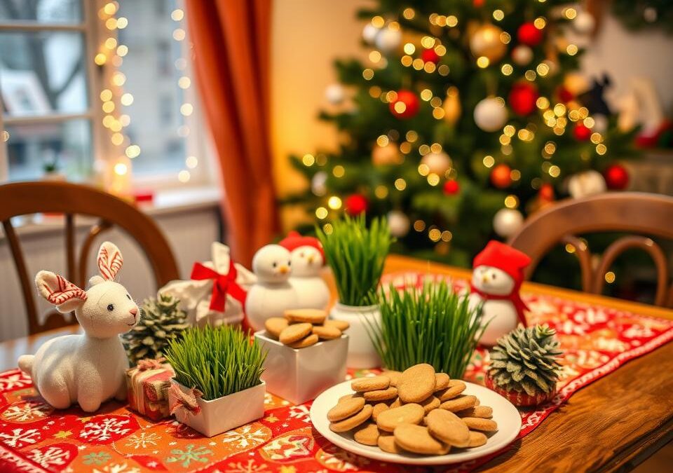 Decorațiuni de masă de Crăciun sigure pentru pisici