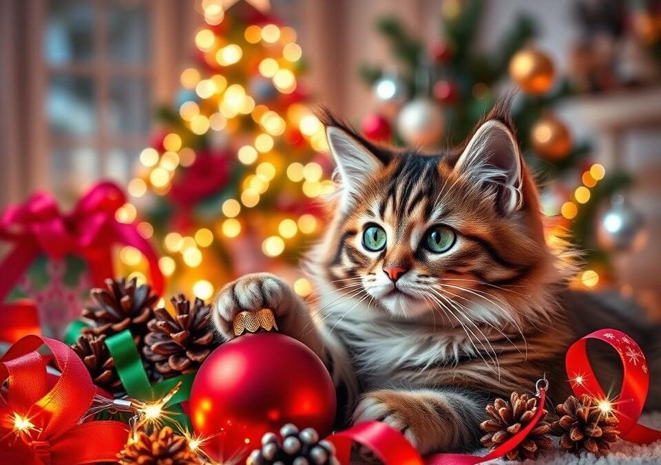 Felicitare de Crăciun cu pisica ta – idei creative