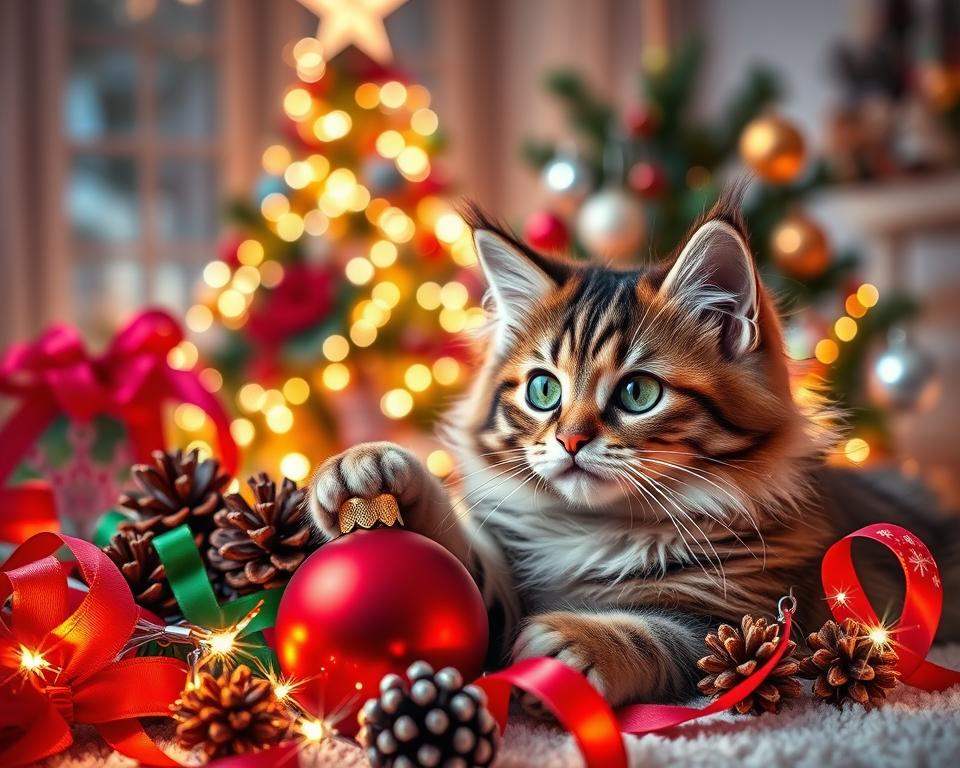 felicitare de Crăciun cu pisică