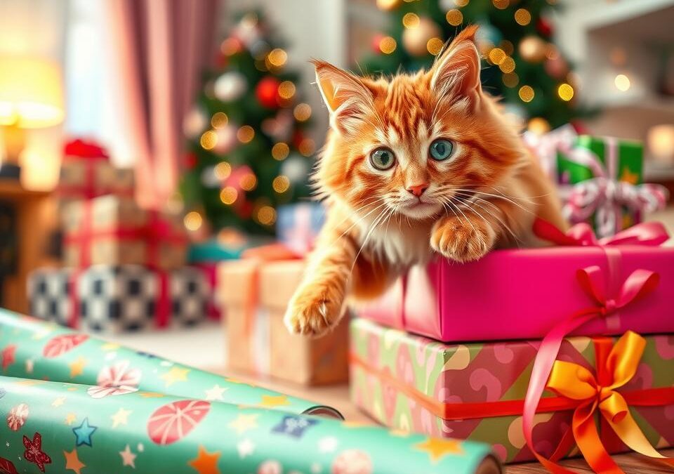 Pisica vs. hârtia de ambalat cadouri – cum eviți accidentele