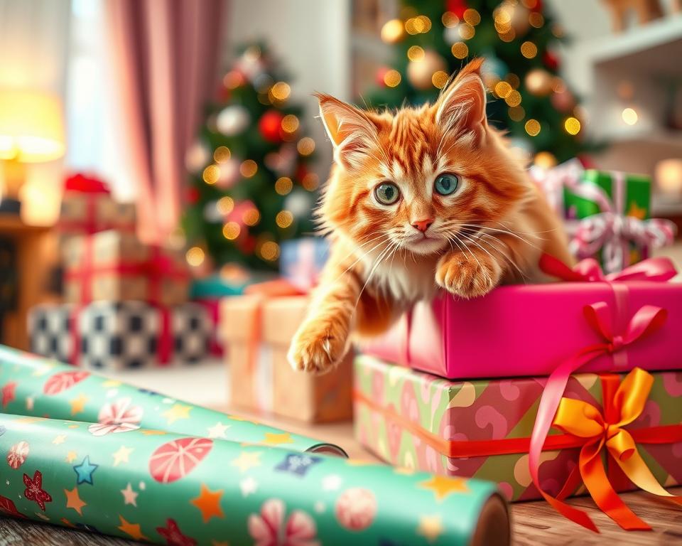 hârtia de ambalat cadouri și pisica