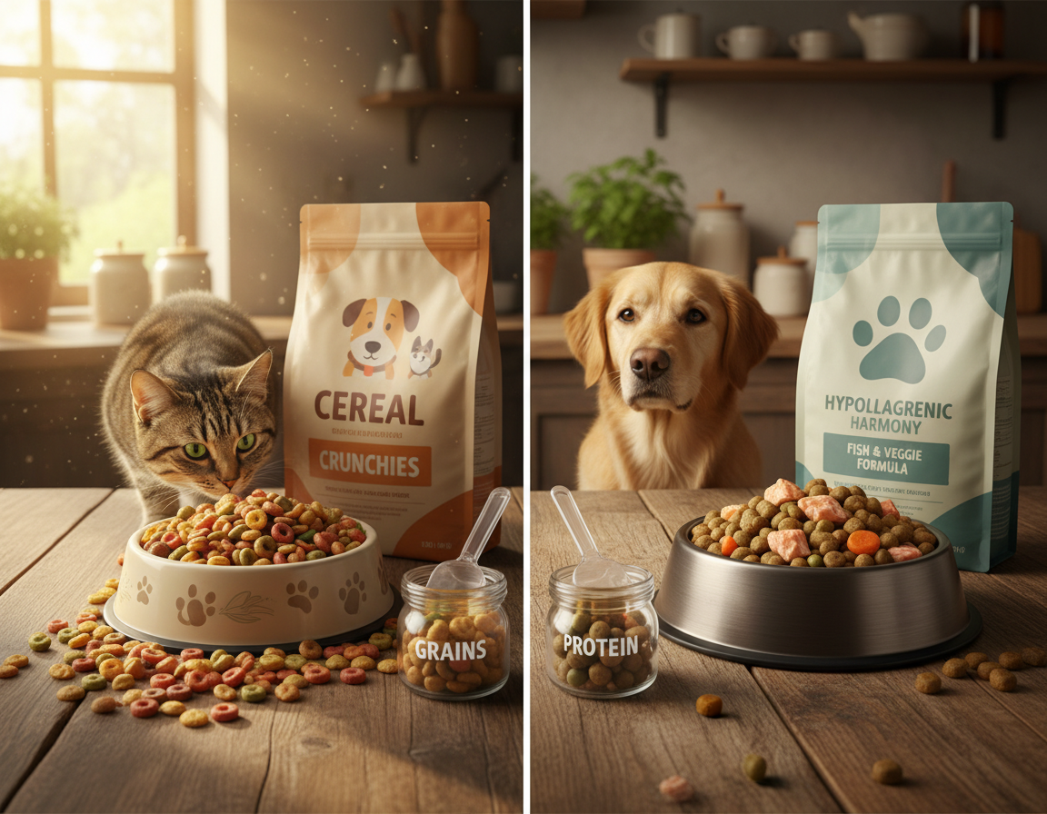 hrană cu cereale sau hrană hipoalergenică pentru pisici