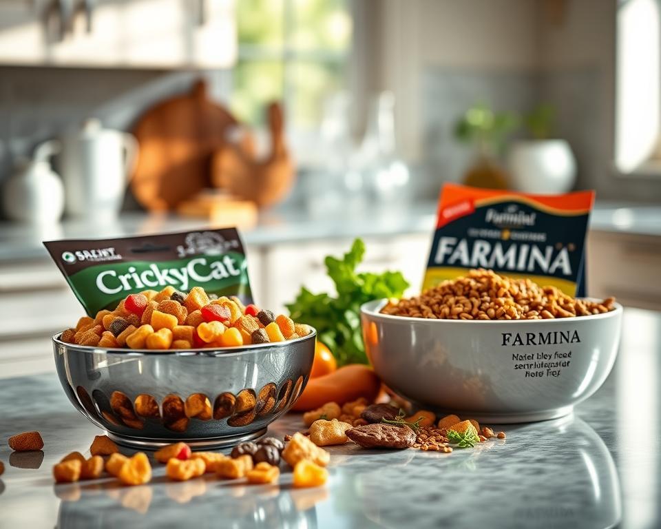 Comparație între hrana fără pui – CricksyCat vs Farmina