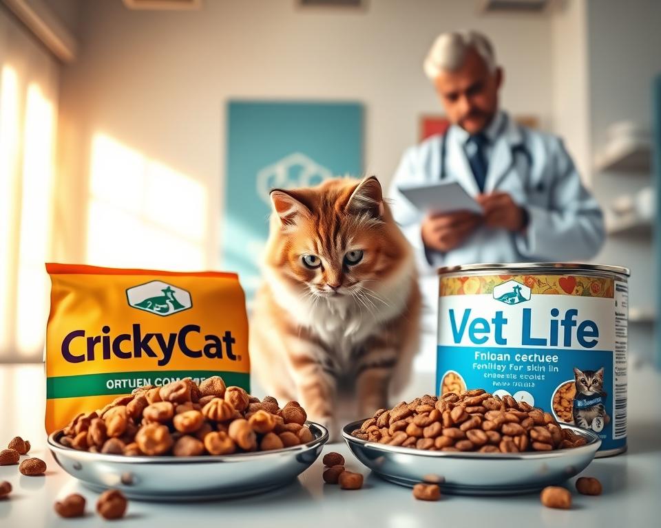 Hrană CricksyCat pentru susținerea blănii și pielii vs Vet Life