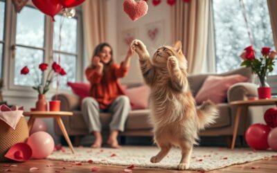 Idei de joacă de Valentine’s Day împreună cu pisica