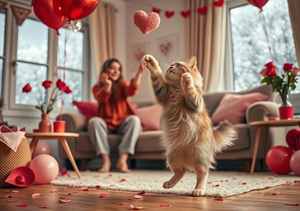 Idei de joacă de Valentine’s Day împreună cu pisica