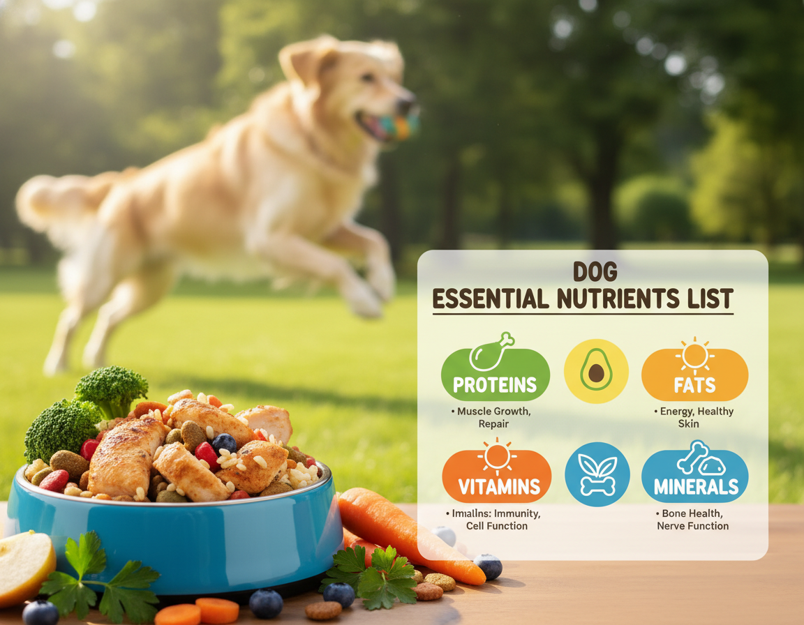 lista nutrienților pentru câini