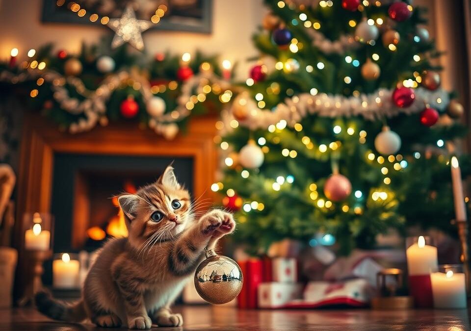 Pisica și bradul de Crăciun – cum faci decorul festiv mai sigur?