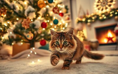 Pisica și instalațiile luminoase de Crăciun – decor sau capcană?