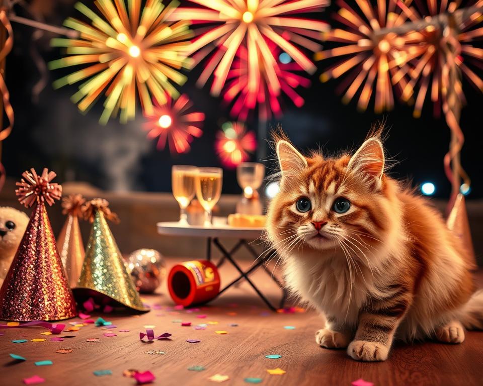 petrecere festivă și pisica