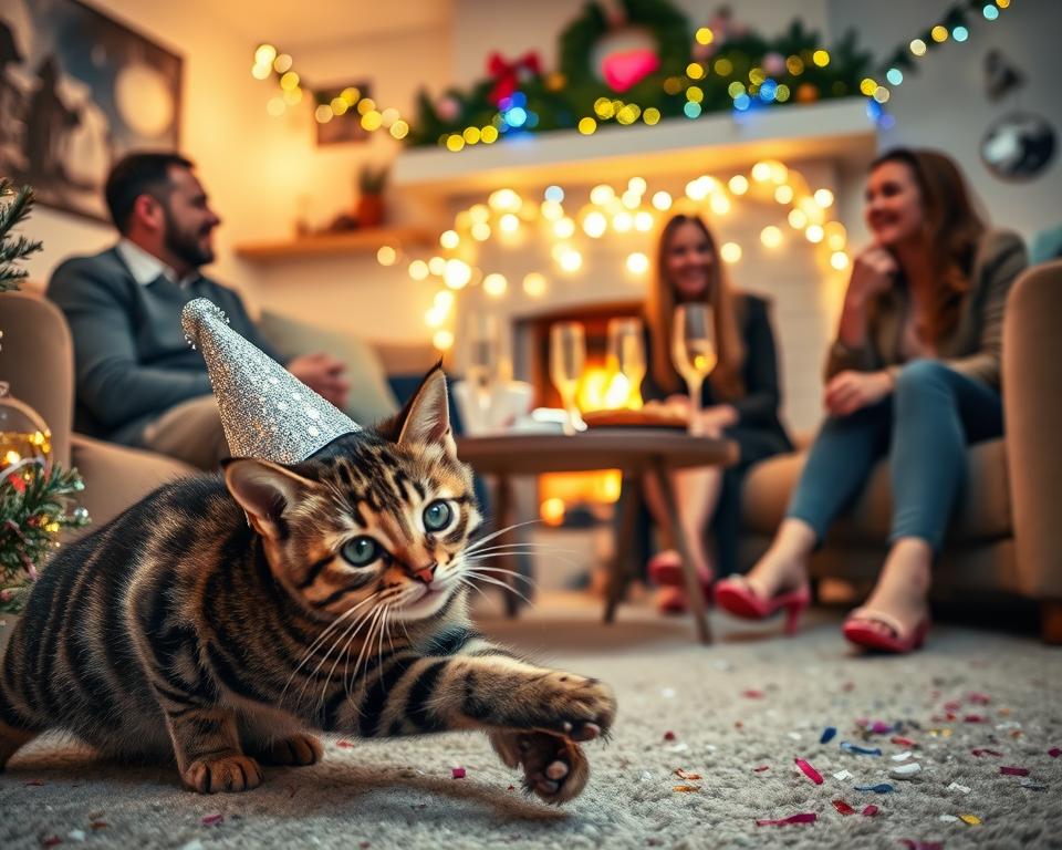 petrecerea de Revelion și pisica