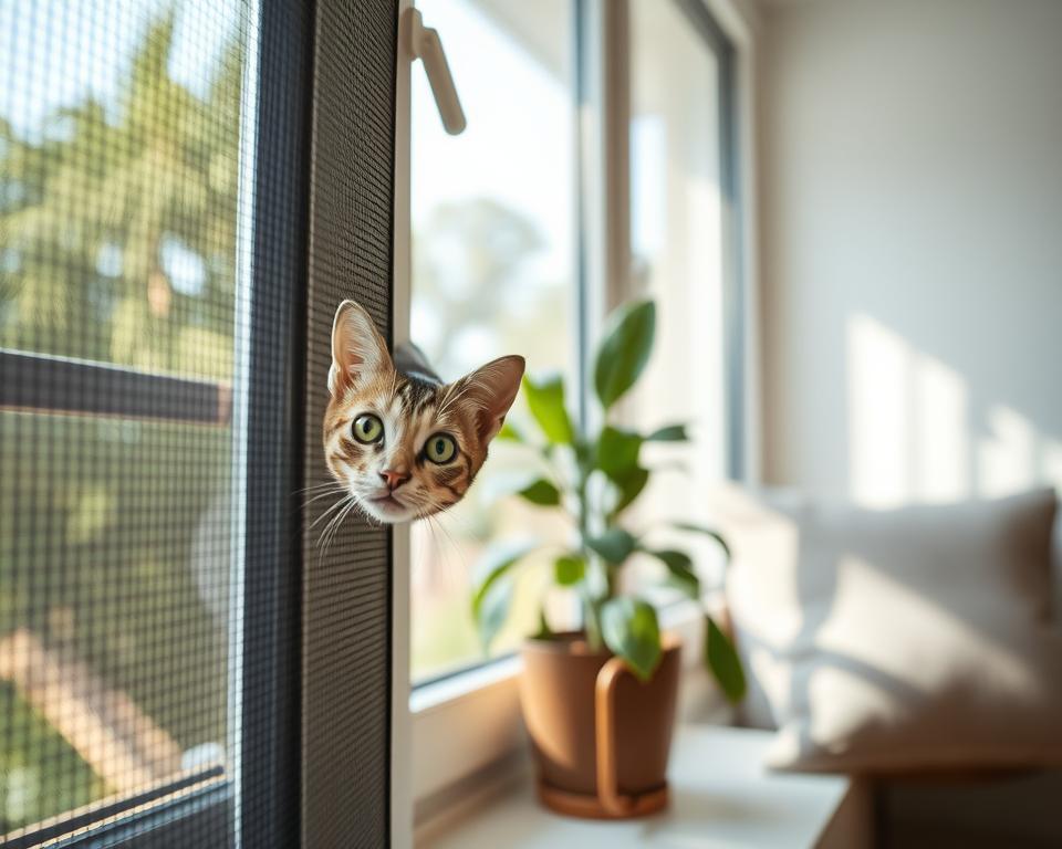 plase de protecție pentru ferestrele pisicii