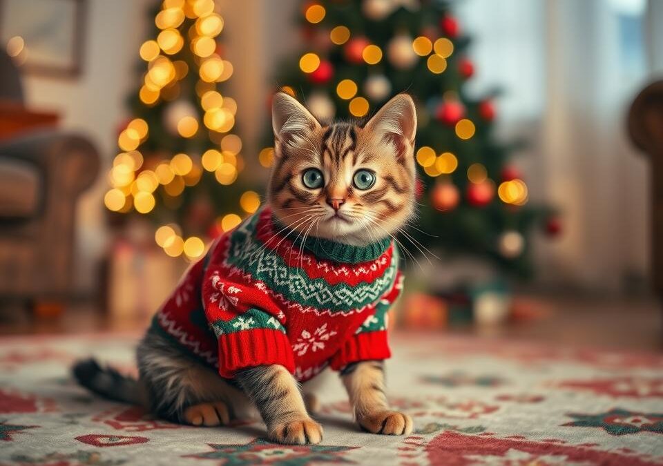 Pulovere de Crăciun pentru pisici – chiar sunt necesare?