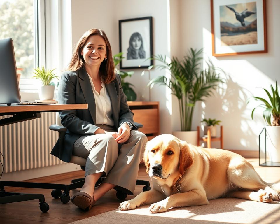 reducerea stresului la birou cu ajutorul câinelui