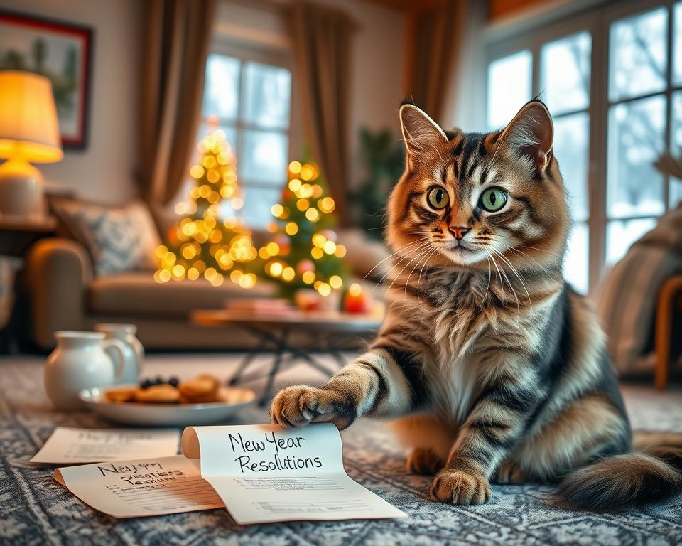 rezoluții de Anul Nou pentru pisică