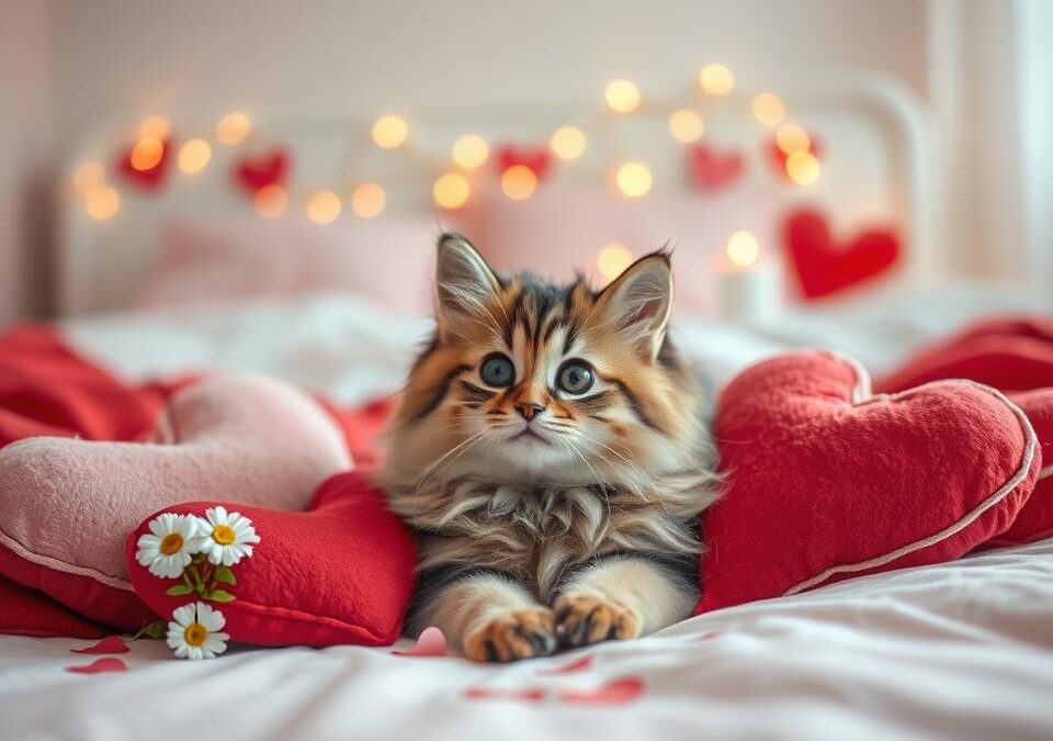 Ședință foto de Valentine’s Day cu pisica – romantism în patru labe