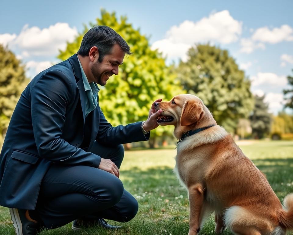 stăpân de câine în dezvoltare