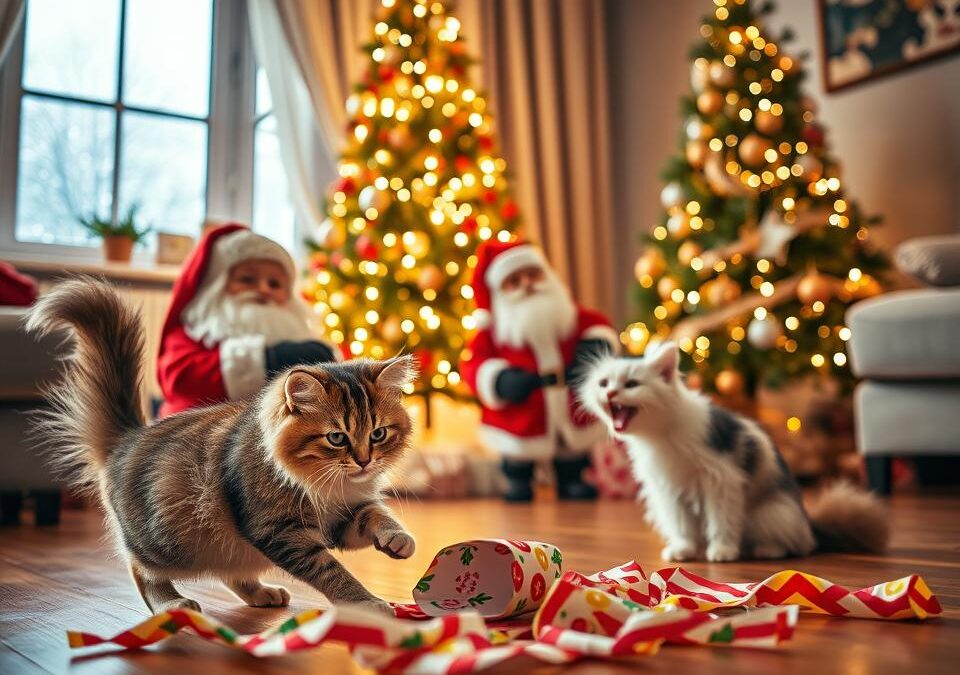 Pisici și Moș Nicolae – poate deveni o distracție comună?