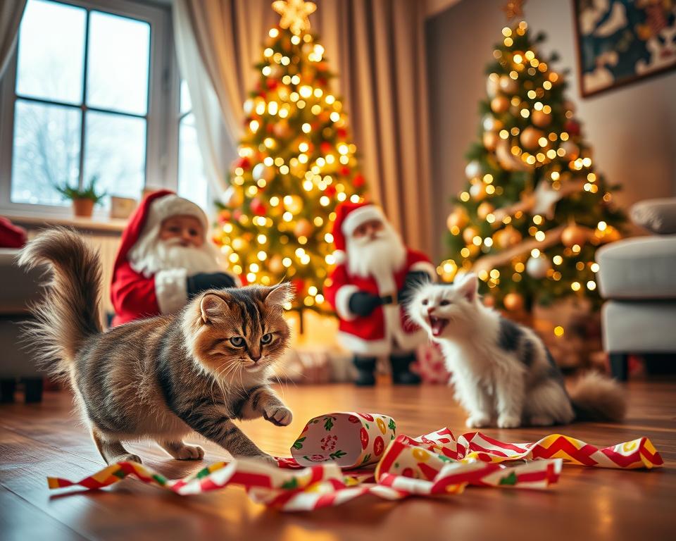 surpriză de Moș Nicolae pentru pisică