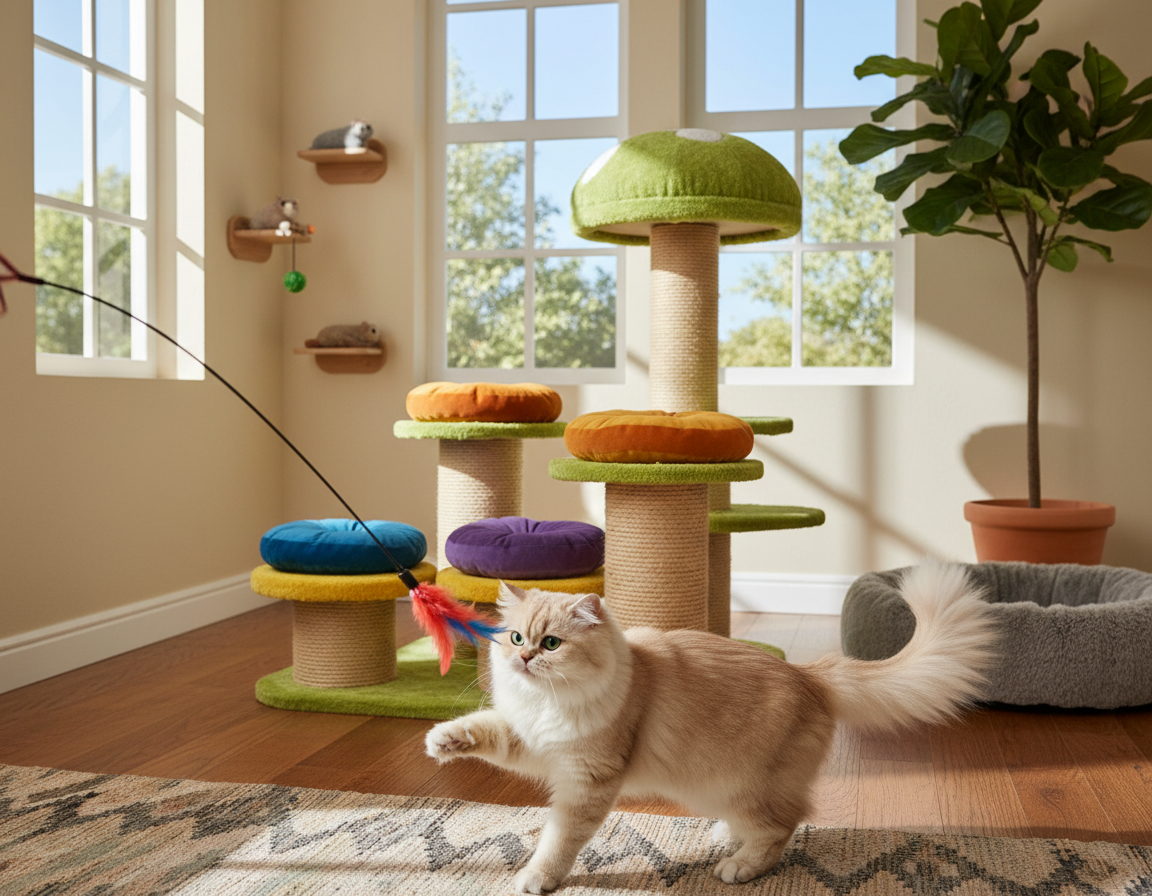 amenajarea unui spațiu de joacă pentru pisică