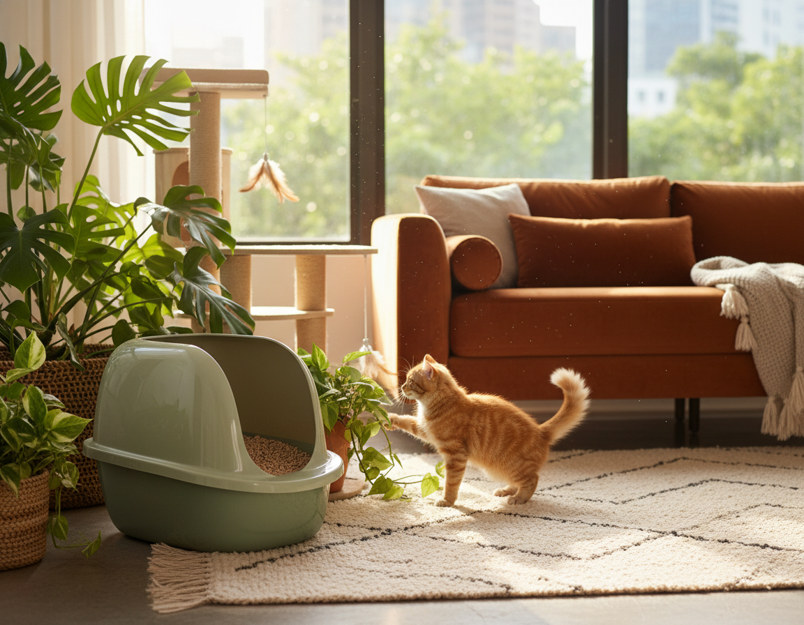 amplasarea litierei pentru pisică