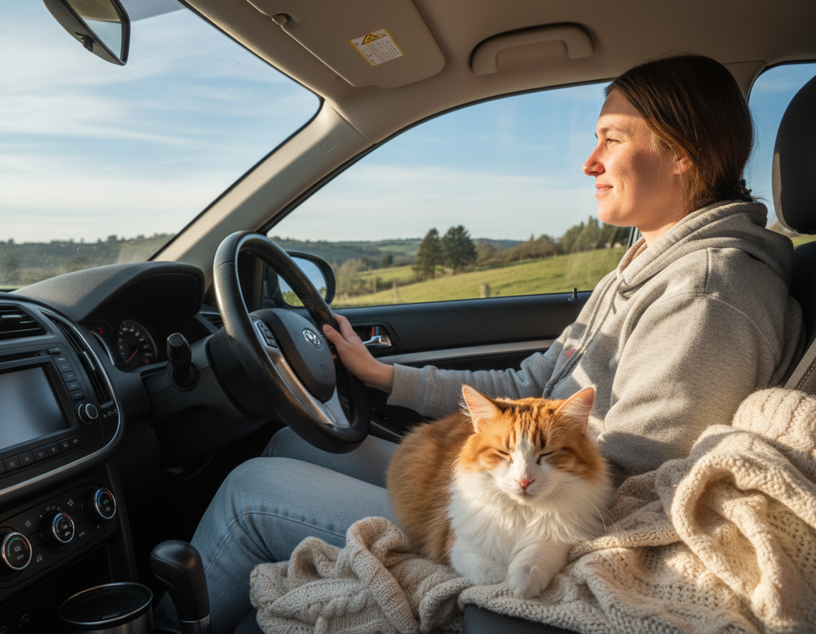 călătorie lungă cu mașina împreună cu pisica