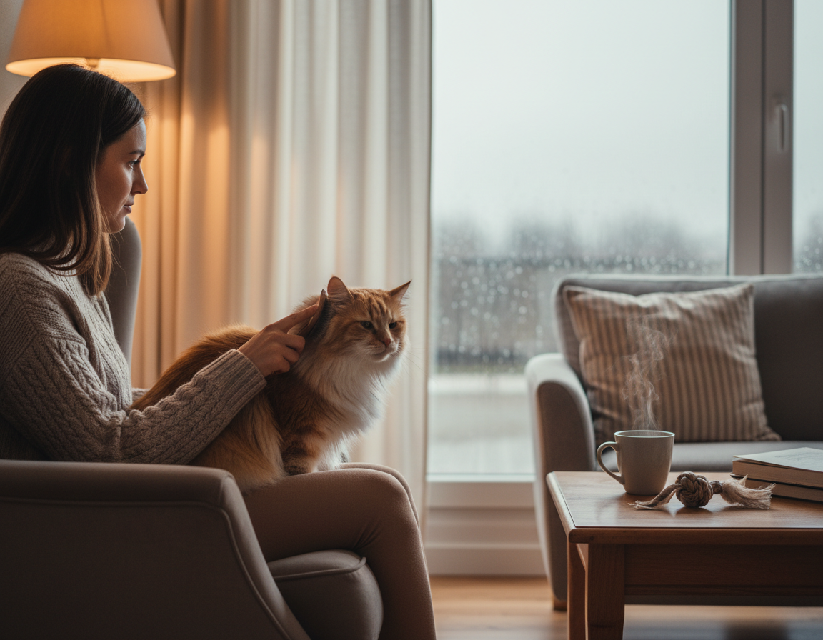 îngrijirea pisicii pe timp ploios
