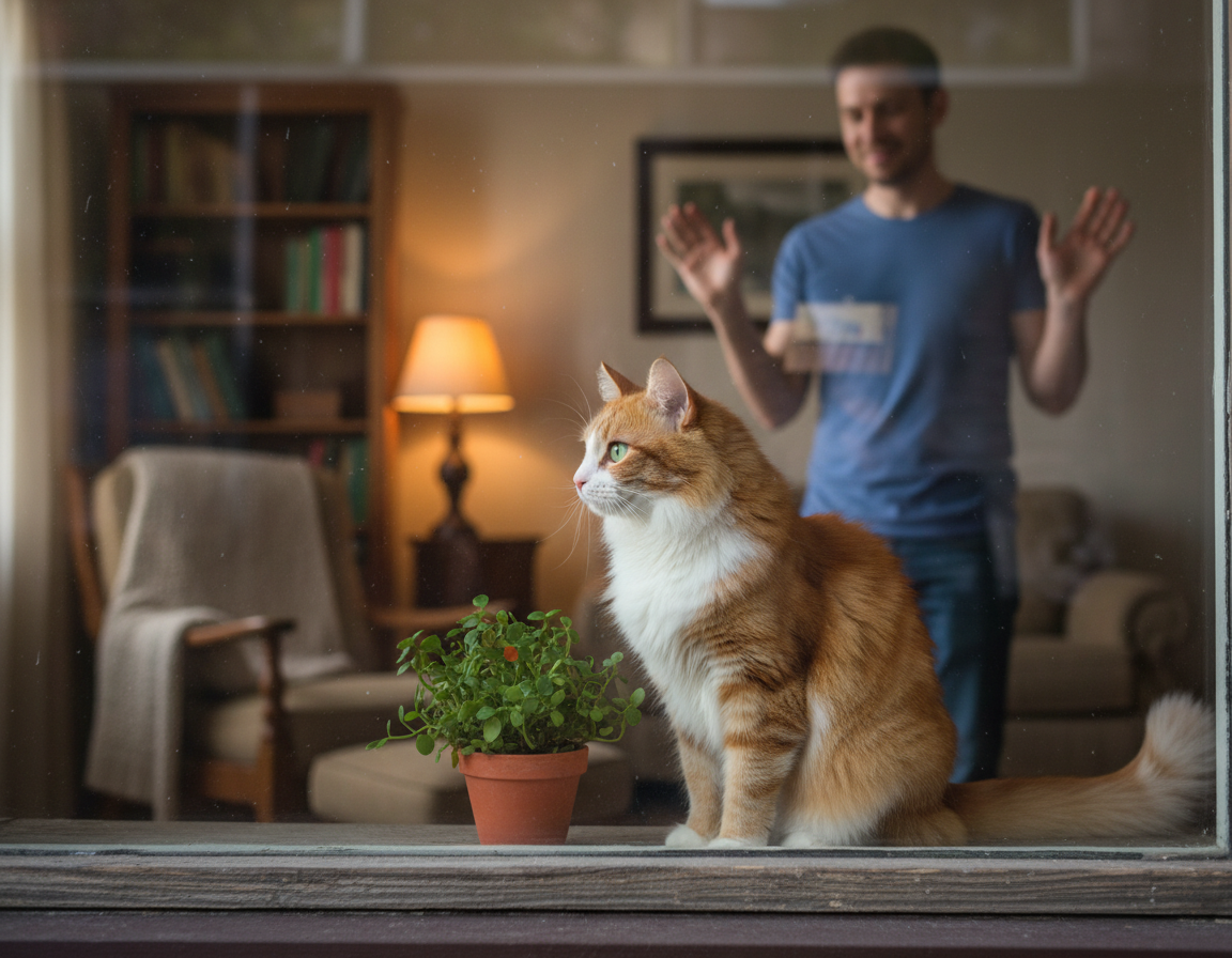 neîncrederea pisicii față de străini