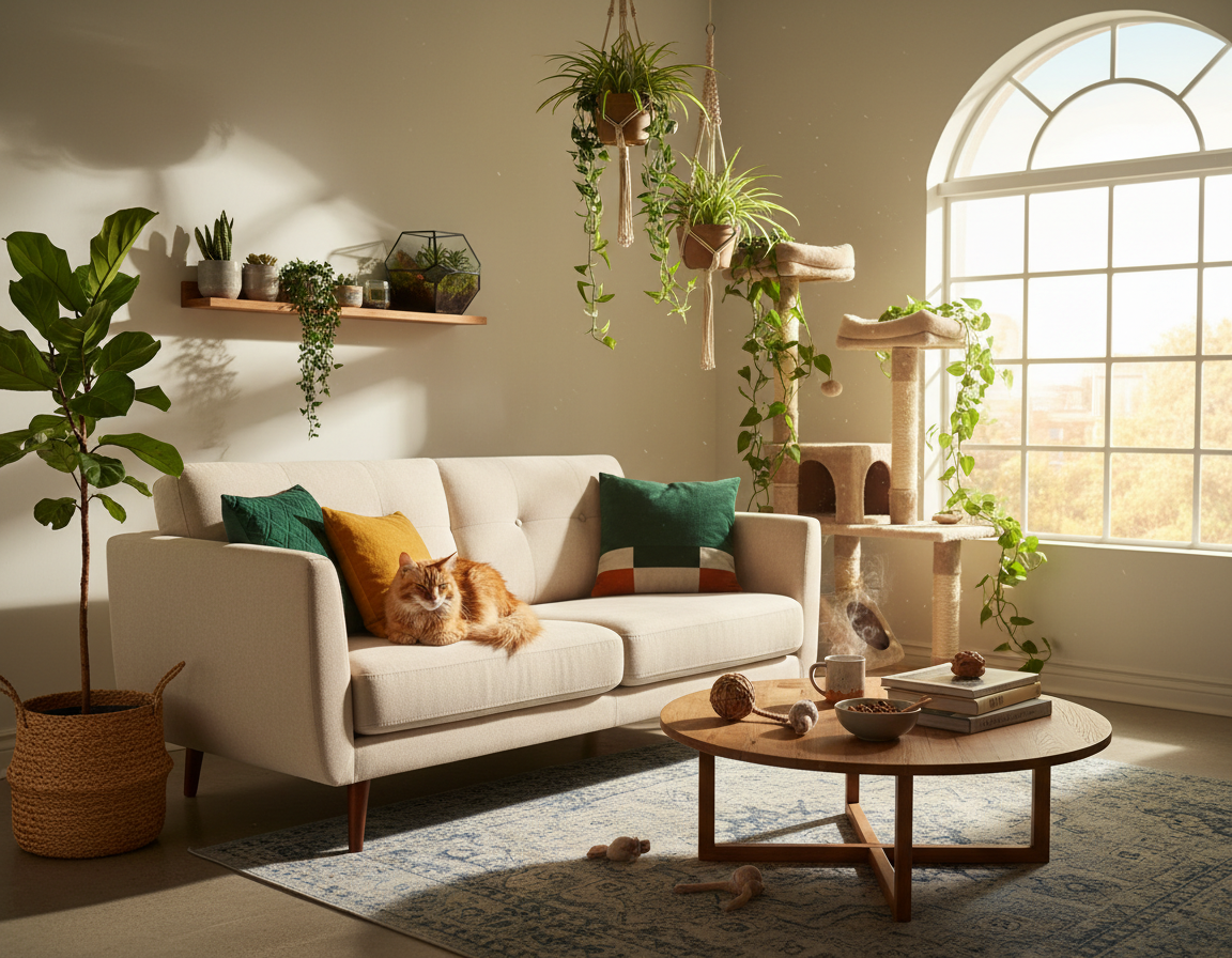 Plante și design interior în casele cu pisici – Tot ce trebuie să știi despre asta!