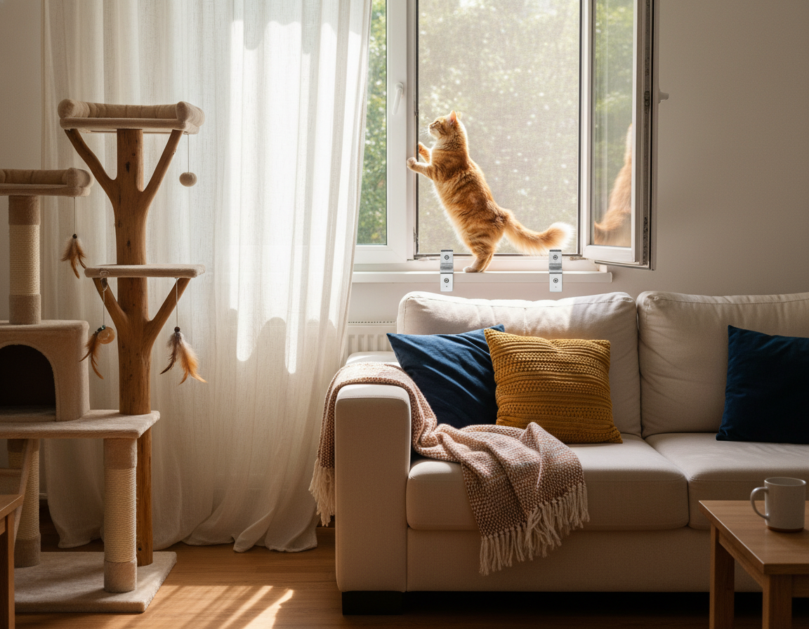 prevenirea evadării pisicii din locuință