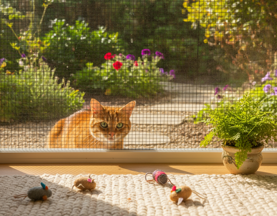 protecția ferestrelor pentru pisică
