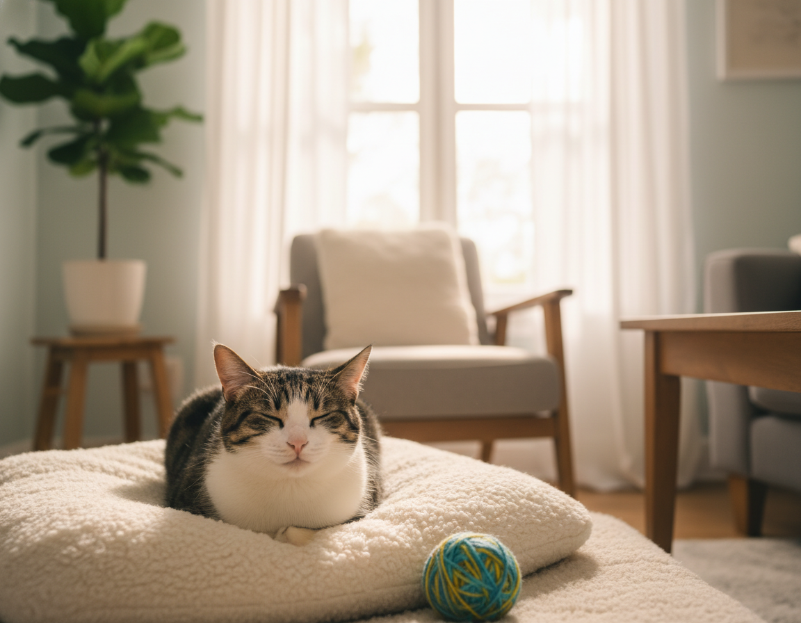 semnele unei pisici calme și fericite