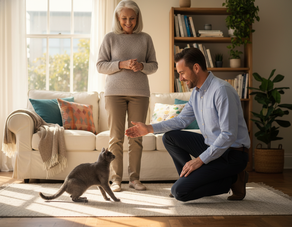 socializarea pisicii cu persoane străine