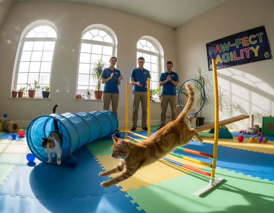 antrenament de agilitate pentru pisici